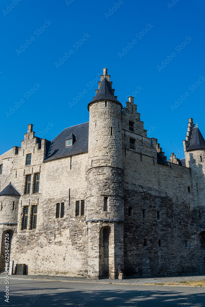 Het Steen, a medieval fortress in the old city centre, built in the 13th century, Antwerp, Belgium