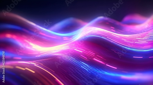 Abstract Neon Futuristic Background with Mesmerizing Pink and Blue Glowing Lines, Web Banner