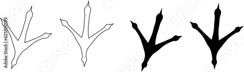 outline silhouette bird footprint icon set