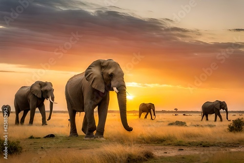 elephants in the savanna © DracolaX