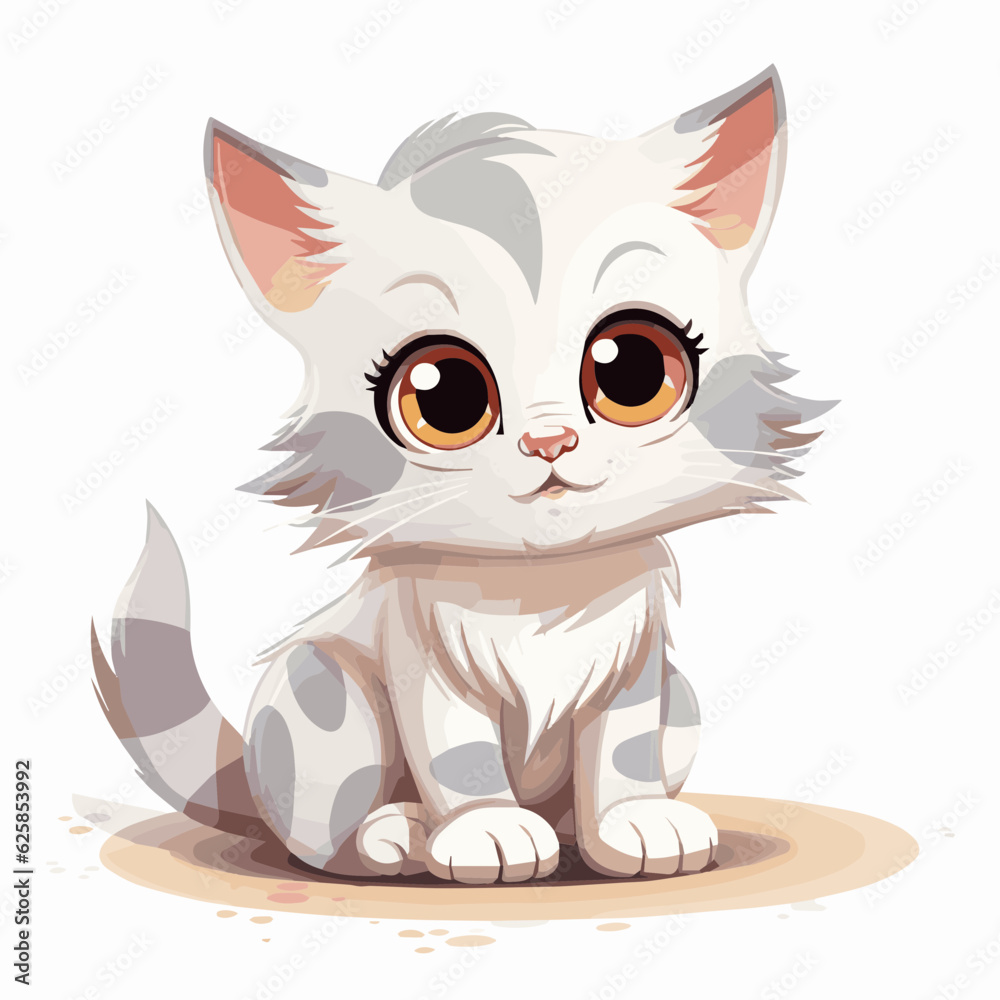 Obraz premium cat cartoon clipart vector white background