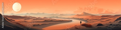 Modern panorama landscapes featuring dunes. Made with Generative AI.