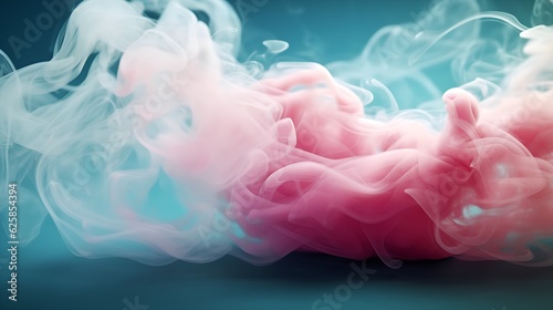 Dreamy pastel teal and pink smoke with abstract blurred background. Cloud and fog. Glowing color steam wallpaper   Generative AI