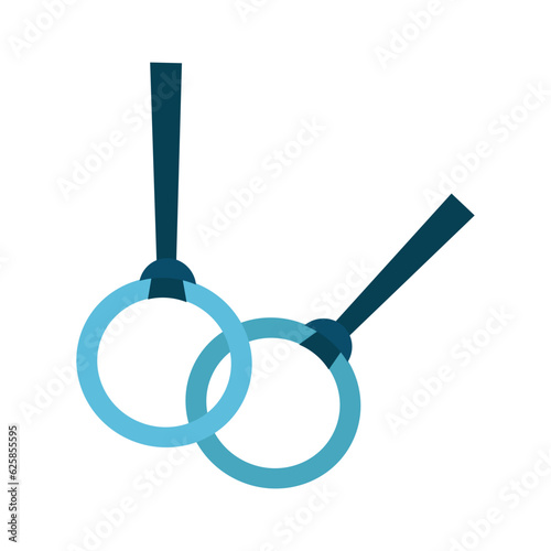 Gymnastic rings, hanging exercises on the rings. Vector illustration of sports training with equipment.