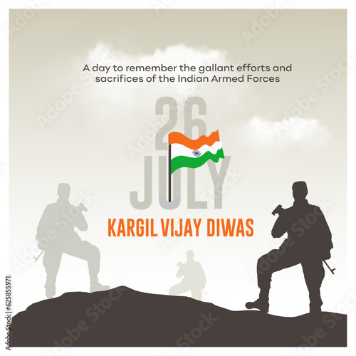 Kargil Vijay Diwas, 26th July India. Social Media Post Vector Template Design