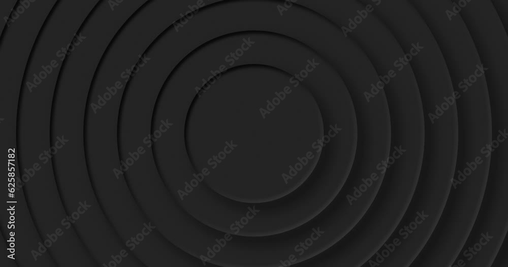 Black luxury elegant background with circles. 3d circle rings minimal animation for business presentation, event party text backdrop.  seamless loop animation