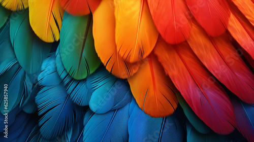 Foto Multi colored feathers,Closeup feather ,background texture, abstract,  Created using generative AI tools