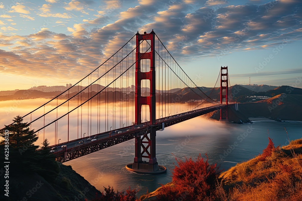 Fototapeta premium Golden Gate Bridge at sunset, San Francisco, California, USA