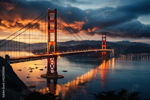 Golden Gate Bridge at sunset, San Francisco, California, USA