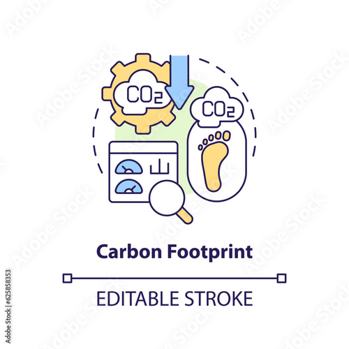 Editable carbon footprint concept, isolated vector, thin line icon representing carbon border adjustment.