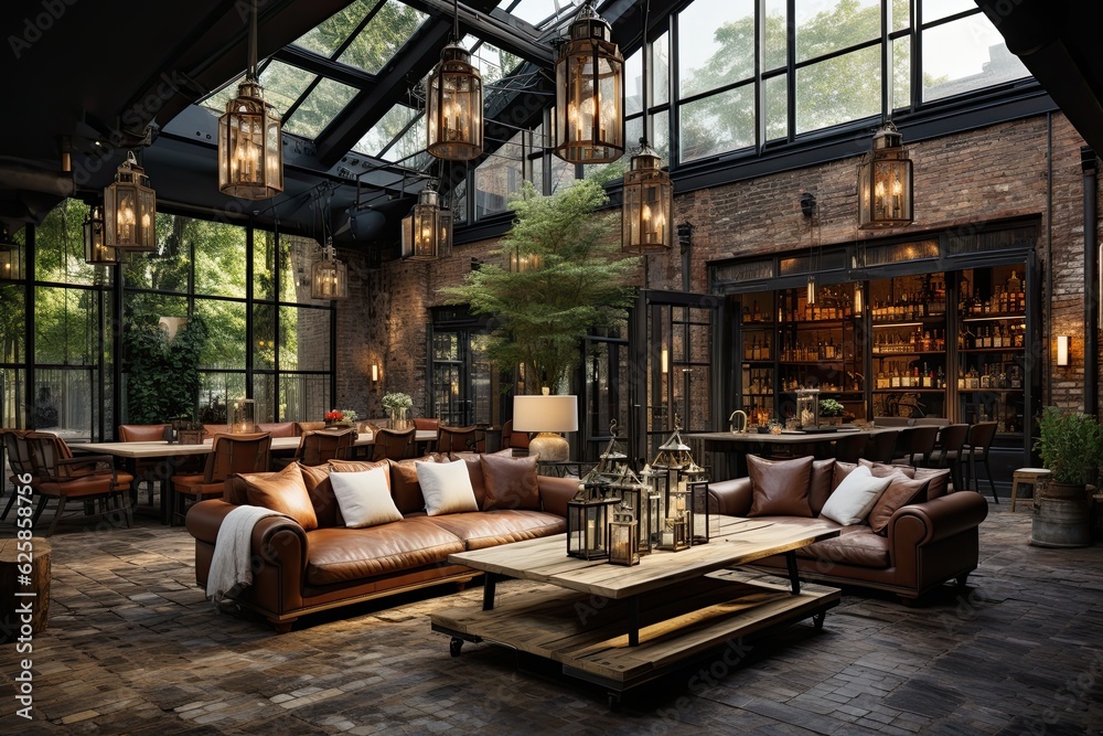 Luxury restaurant with tables and chairs in the evening. Restaurant exterior Luxury restaurant with tables and chairs in the evening. Restaurant exterior