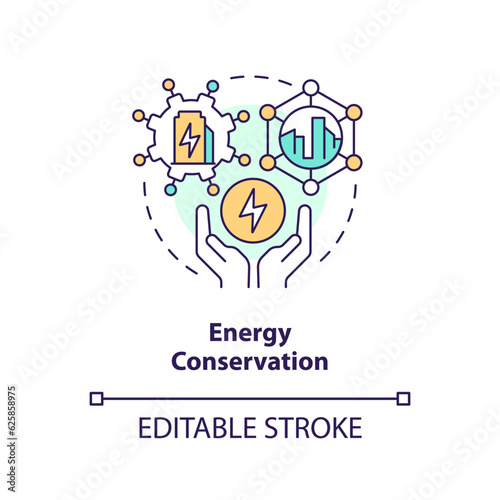 Editable energy conservation concept, isolated vector, thin line icon representing carbon border adjustment. © bsd studio