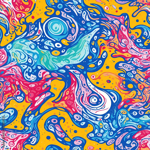 splashes of watercolor, seamless pattern, Generative AI