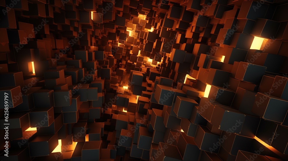 Fototapeta premium fantastic chaotic 3d cube future light background