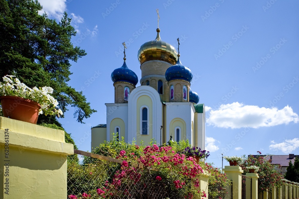 Cathedral of the Three Hierarchs in Sovetsk against the sky.