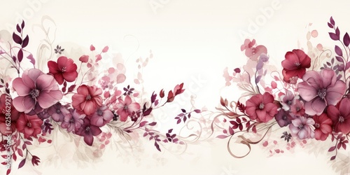 A romantic garden adorned with burgundy watercolor flowers, their vibrant blooms cascading down stone walls, Burgundy Watercolor Flowers Generative Ai Digital Illustration