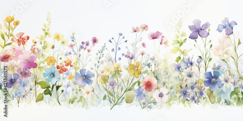 tiny watercolor flowers - Like a secret garden, tiny watercolor flowers bloom amidst a lush tapestry of greenery. Happy Birthday Watercolor Flowers Generative Ai Digital Illustration