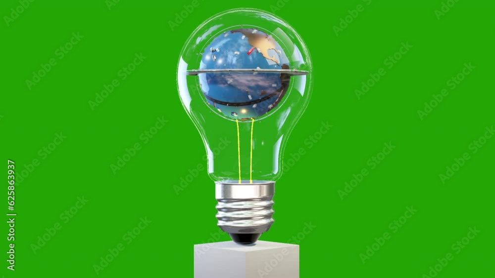3D traffic Earth revolving inside of a classic lightbulb, loop, Green Screen Chromakey 3D traffic Earth revolving inside of a classic lightbulb, loop, Green Screen Chromakey