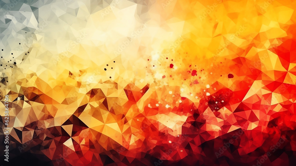 Yellow red abstract crystal texture polygons geometry - Generative AI