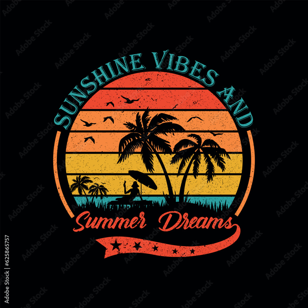 Free vector surfing festival summer banner for surfing t shirt