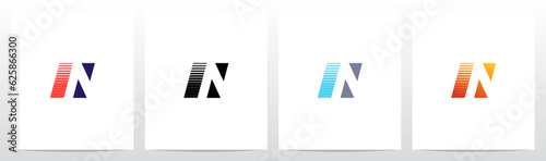 Negative Space With Stripes Letter Logo Design N