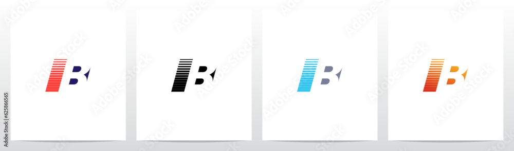 Negative Space With Stripes Letter Logo Design B