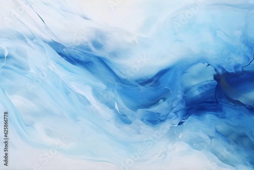 Abstract oil paint, ink wave pattern, colorful banner background, white and blue colors