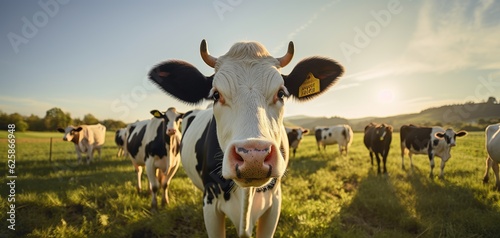 group of cows in the field Generative AI © awalcreative