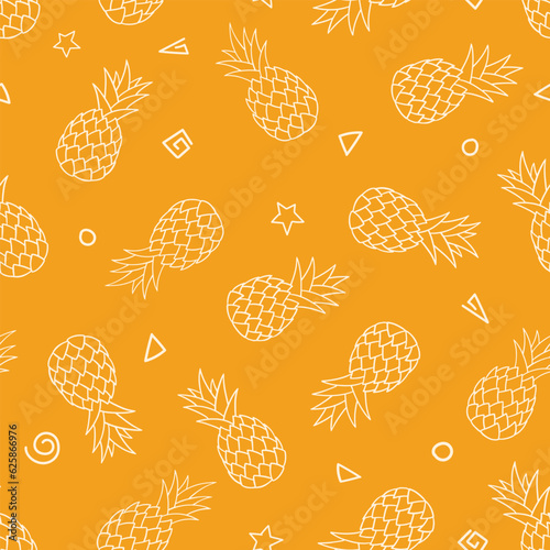 Pineapple seamless pattern. Vector repeat pattern illustration background.
