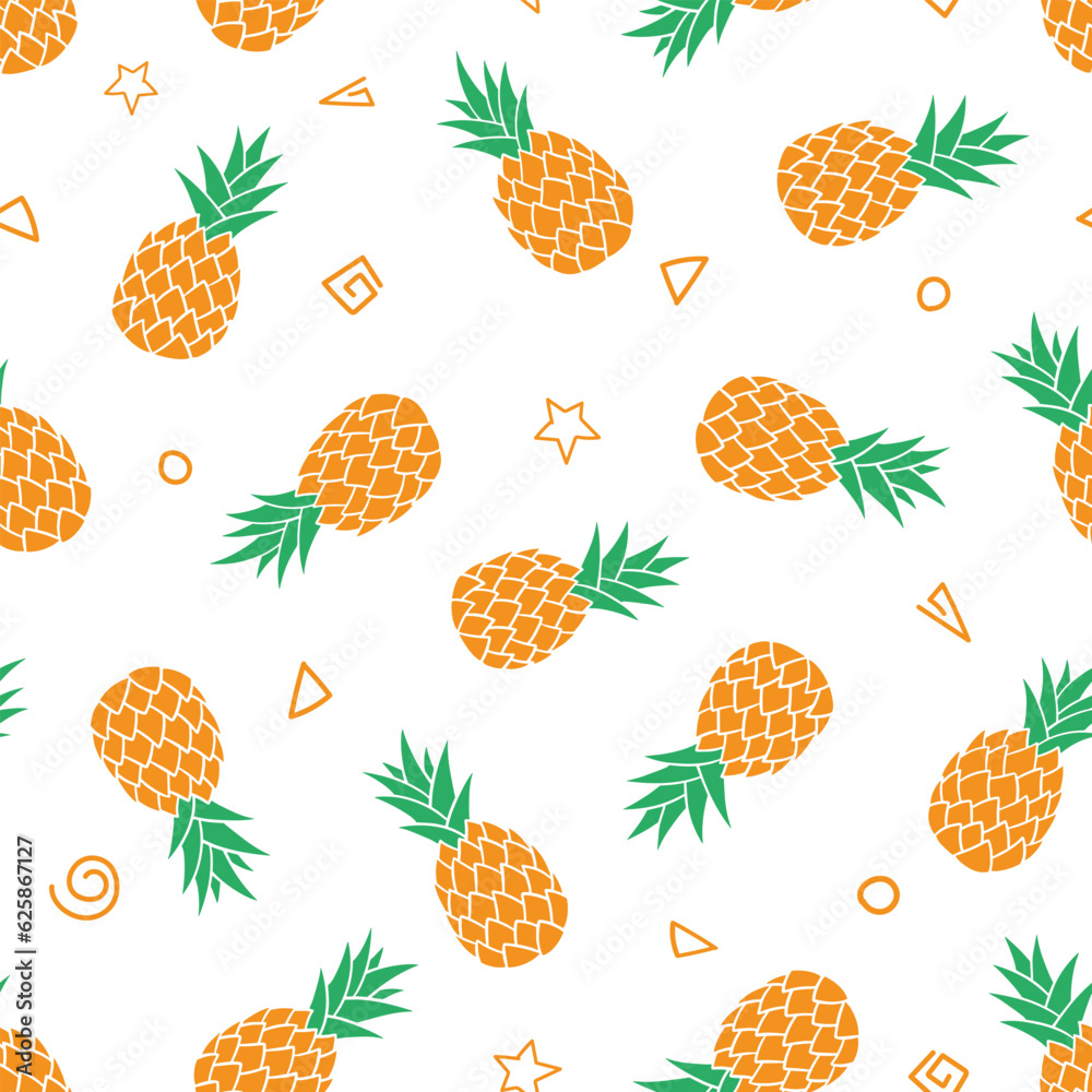 Pineapple seamless pattern. Vector repeat pattern illustration background. Pineapple seamless pattern. Vector repeat pattern illustration background.