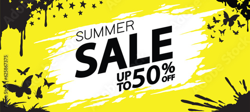Summer Sale website abstract design theme banner template. Summer Sale tag. Sale promotional material vector illustration. 