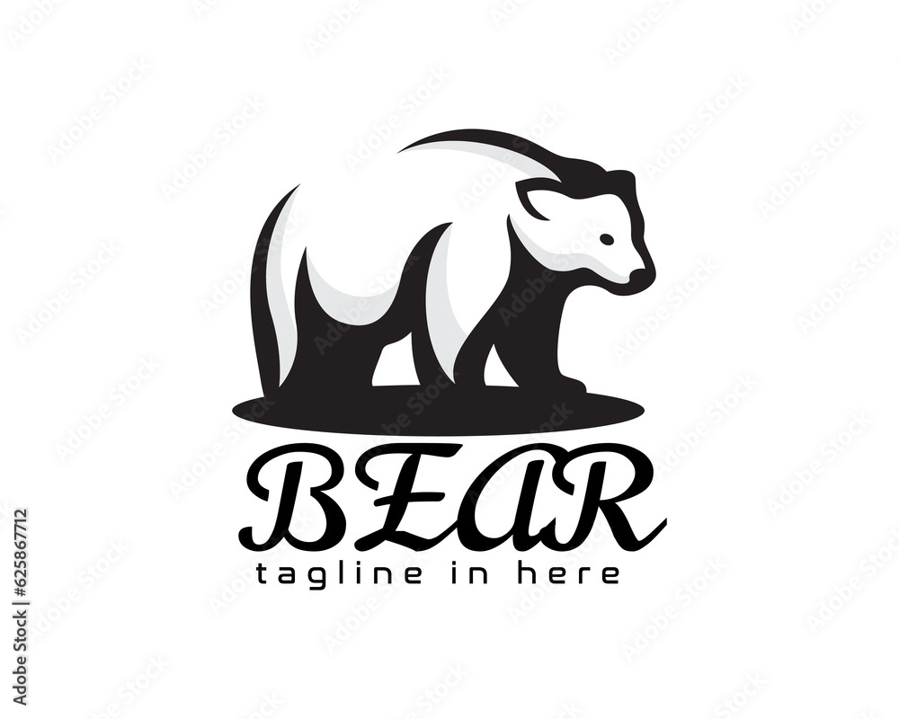 Obraz premium slowly walking bear art logo symbol design template illustration inspiration