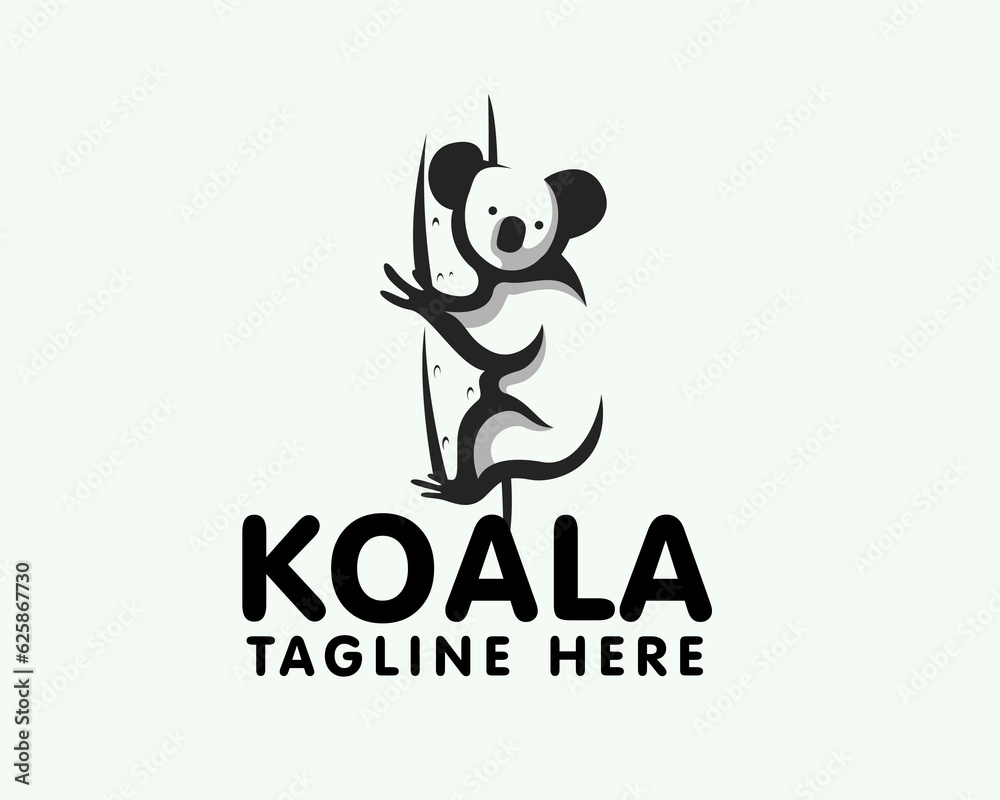 silhouette koala adhere logo icon symbol design template illustration inspiration