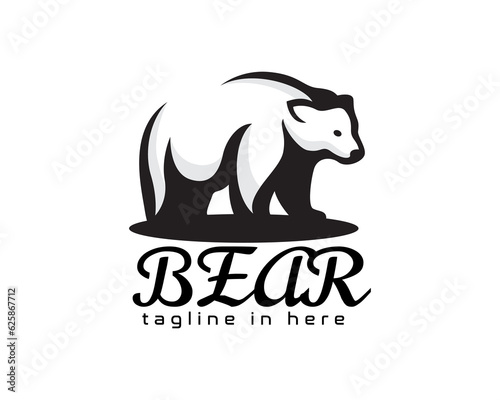 slowly walking bear art logo symbol design template illustration inspiration