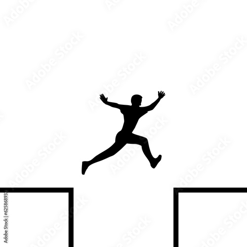 Принти на полотні Guy jumps over cliff icon isolated on transparent background