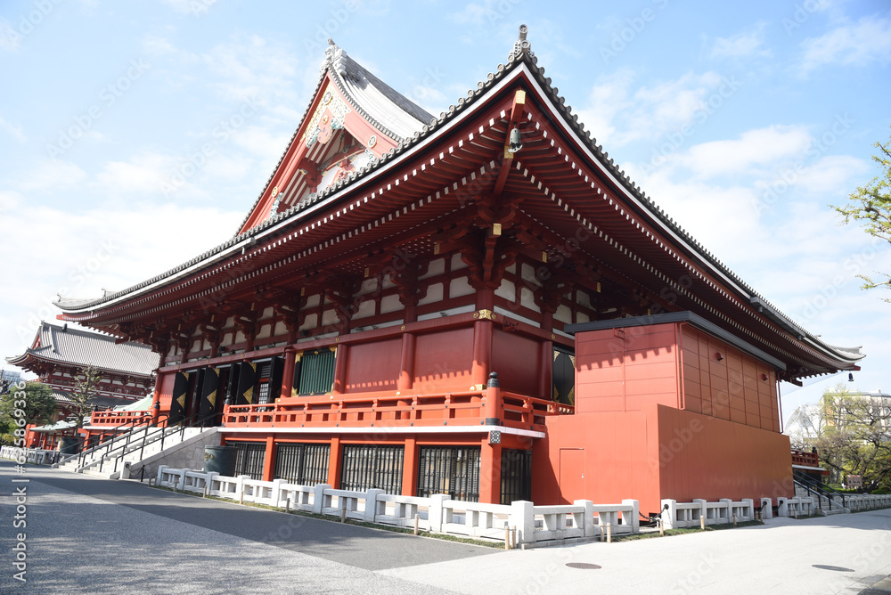 The view of temple at the Sensoji temple in Asakusa, Tokyo, Japan The view of temple at the Sensoji temple in Asakusa, Tokyo, Japan