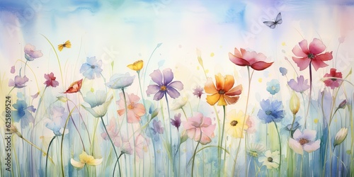  A Symphony of Watercolor Flowers: Vibrant Blossoms Dancing in a Whimsical Meadow - Inspiring Joy and Creativity Loose Abstract Watercolor Flowers Generative Ai Digital Illustration