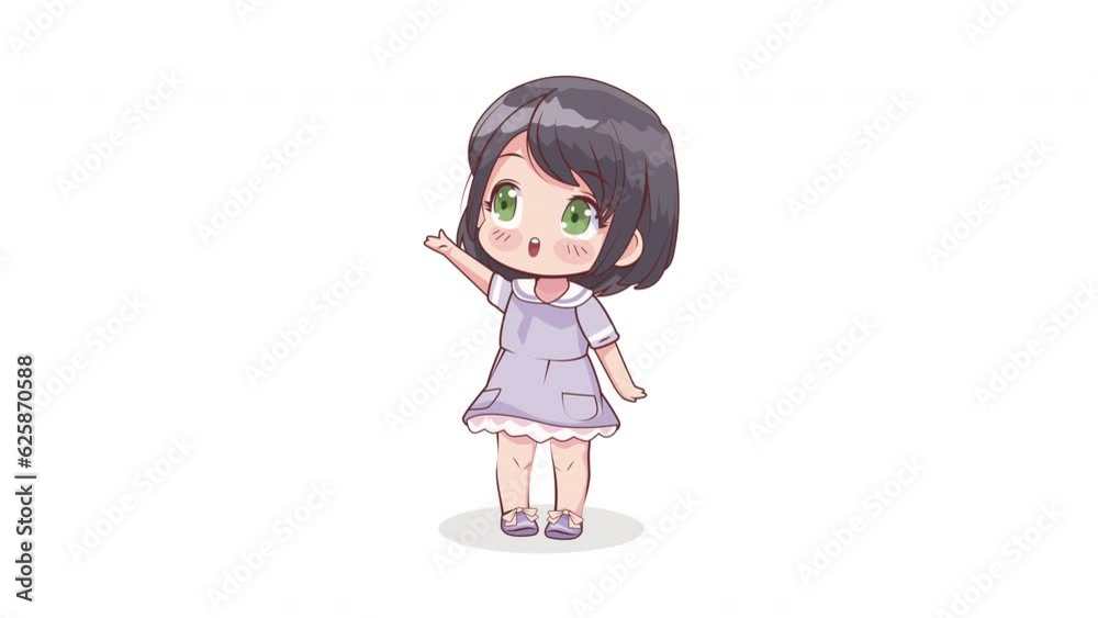 little girl saludating anime character animation little girl saludating anime character animation
