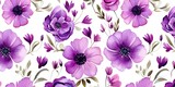  A Stunning Seamless Pattern Design, Perfect for Modern, Farmhouse, and Eclectic Styles.  Purple Watercolor Flowers Generative Ai Digital Illustration