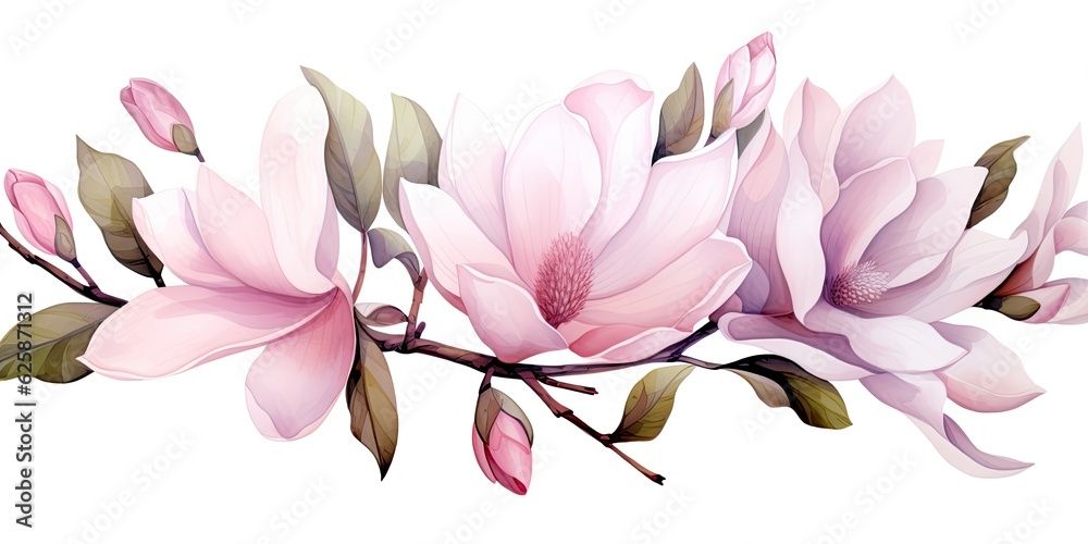 Transparent Petals in a White Background with a Beautiful Watercolor Technique  Watercolor Flowers Paintings Generative Ai Digital Illustration