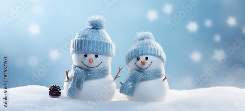 Little Knitted Snowmen on Soft Snow © John