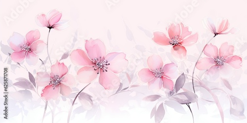 Abstract Floral Art Background in Soft Pink Hues,  Watercolor Flowers Paintings Generative Ai Digital Illustration © Cool Patterns