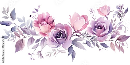 A Captivating Collection of Transparent Ilusianthis Flowers, Delicate Leaves, and Soft Brushes in Blush Pink Watercolor Flowers Paintings Generative Ai Digital Illustration