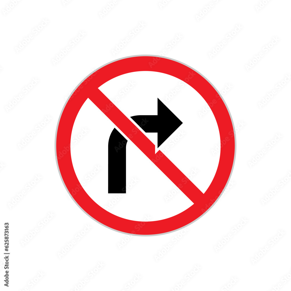 No Turn Right. Sign Post, Turn Prohibition Symbol - Vector, Sign for Design, Presentation, Website or Apps Elements. No Turn Right. Sign Post, Turn Prohibition Symbol - Vector, Sign for Design, Presentation, Website or Apps Elements.