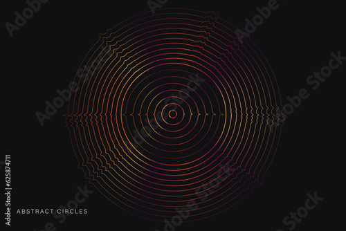 Circle Lines with Abstract Rings, Ripple. Background 3D Minimal Modern Vector Line for Ads, Cover, Branding, Banner. Pattern 	Dynamic Vibration Lines. Illustrations Signal Radar.