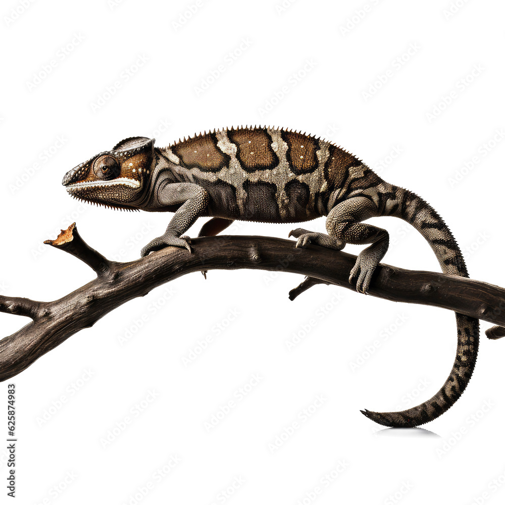 Naklejka premium chameleon looking isolated on white