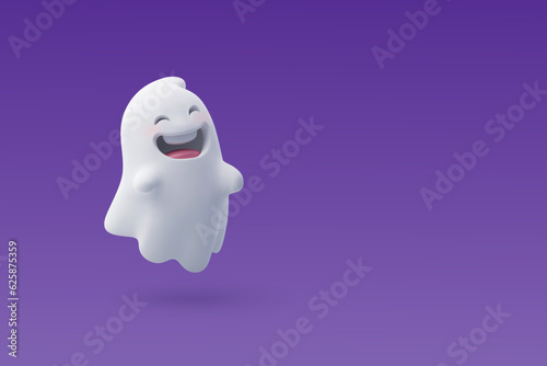 3d Vector Cute Ghost, Halloween Ghost, Halloween holiday concept.