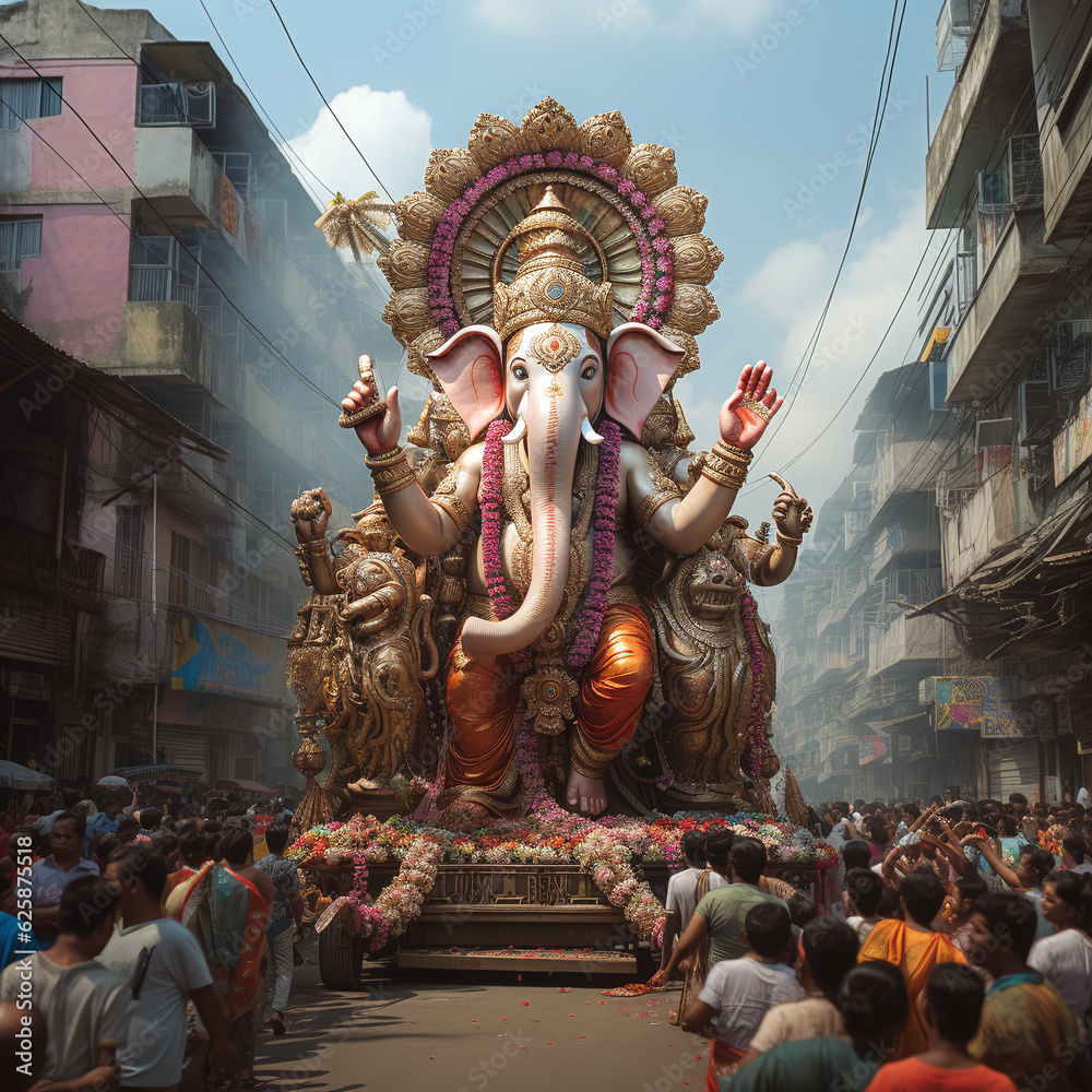 Ganesh Chaturthi 2023: Colorful Procession of Ganesh Idols on the Streets of India