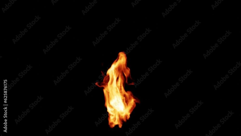 Fire Torch isolated on black background for overlay compositing with Linear Dodge blending mode. Loop Footage in 4K Ultra HD.