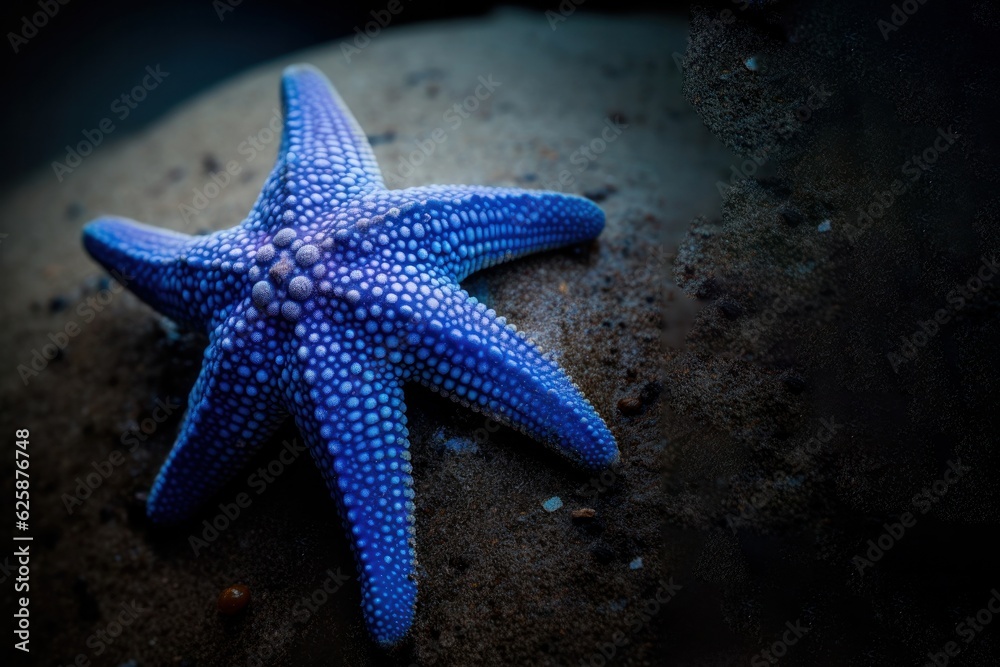 Blue starfish on a rock under water. A blue seastar (Linkia laevigata). High quality photo Blue starfish on a rock under water. A blue seastar (Linkia laevigata). High quality photo